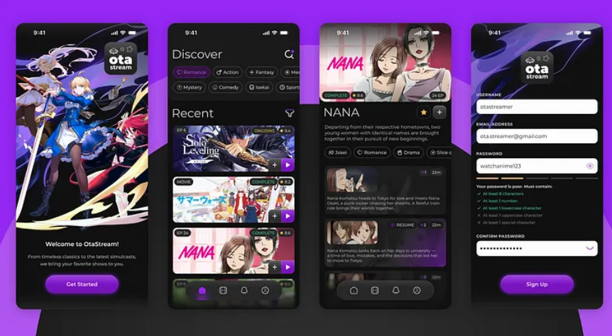 Anime TV app UI design